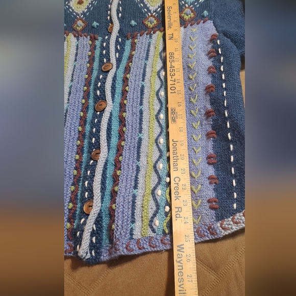 Newari Hand Knit In Nepal Colorful Knit Women's Sweater.sz L/XL - Picture 6 of 8